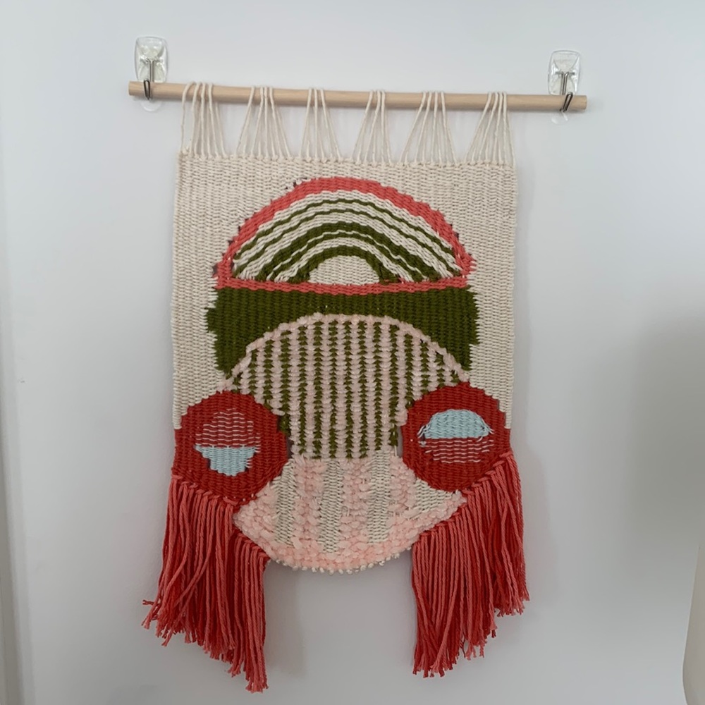 WOVEN WALL HANGING One of a Kind Wall Art in Graphic Geometric Colorful Design
